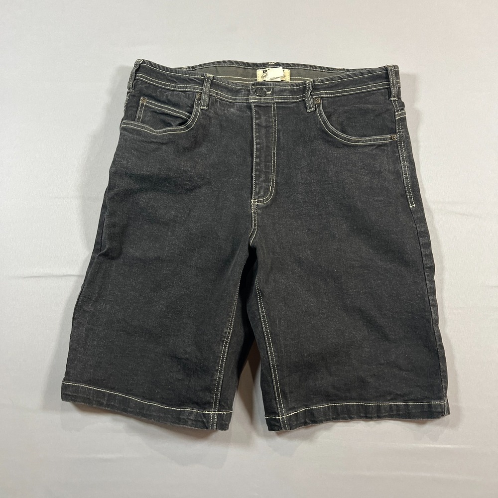 Duke Haband Bermuda Shorts Mens 38 Charcoal Gray Denim Cotton Mid Rise Zip Fly